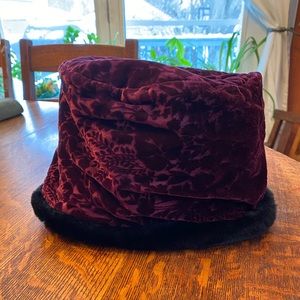 Purple and Black Flower Velour Hat